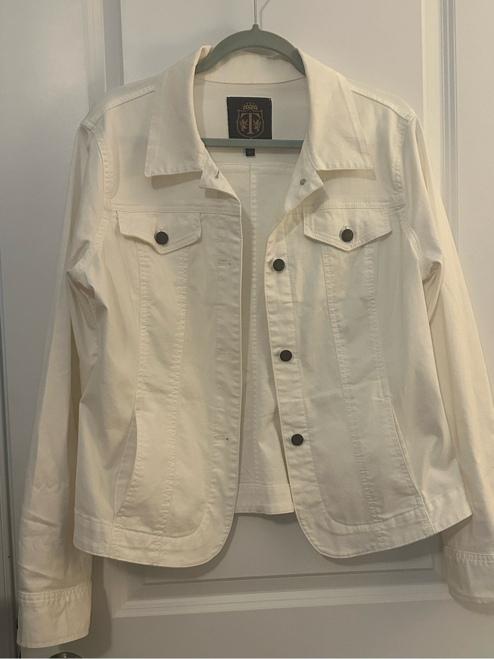 Talbots Cream Off-White Denim Jacket with Metal Buttons